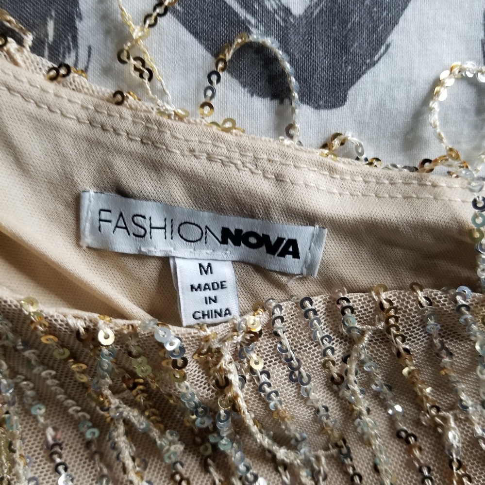 sequin mini dress ;NUDE - Picture 5 of 7